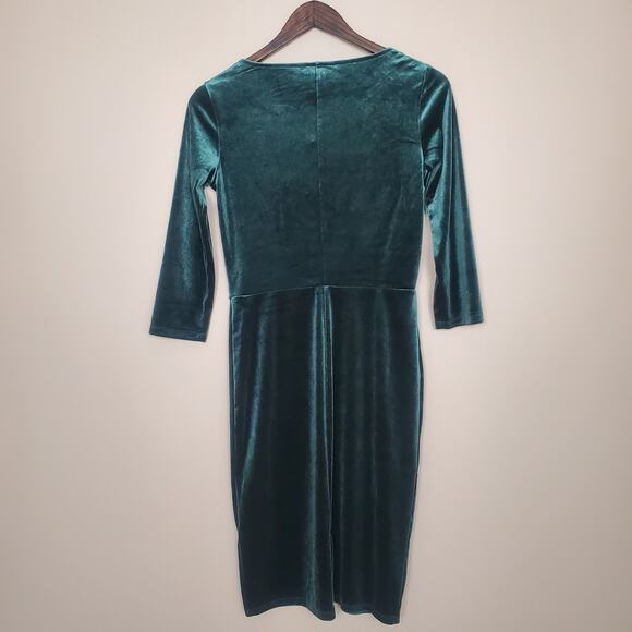 H&M Velvet Cowl Neck Dress Forest Green Small - Picture 2 of 6